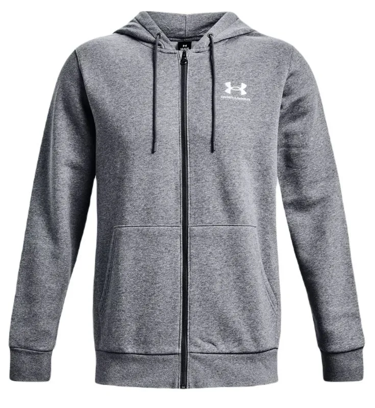 Under Armour Men's UA Essential Fleece Full-Zip Hoodie - pitch gray medium heather/white
