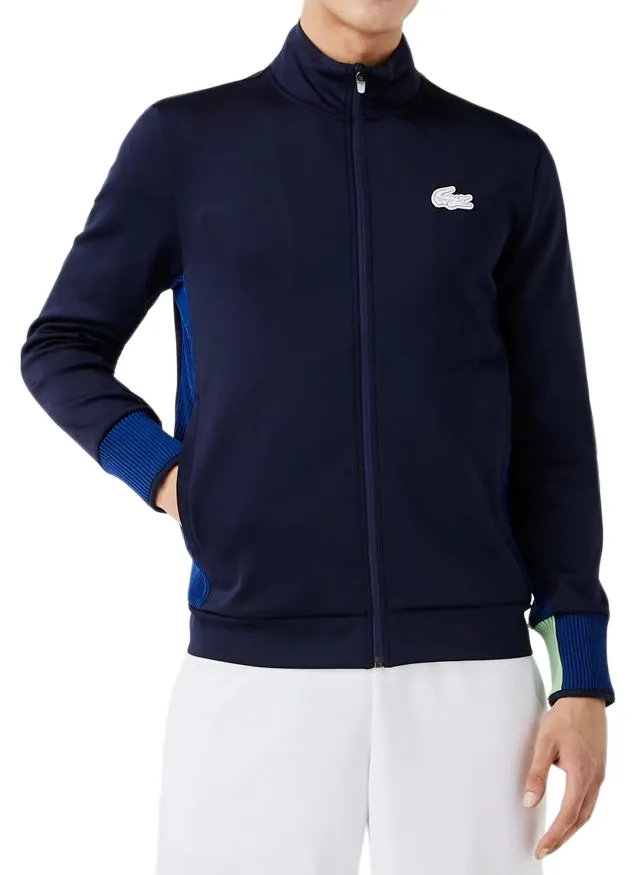 Lacoste SPORT Men's Zippered Stretch Jacket - blue marine/white Lacoste SPORT Men's Zippered Stretch Jacket - blue marine/white