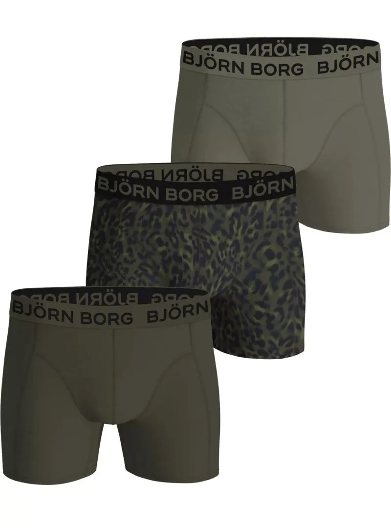 Men's Boxers Björn Borg Cotton Stretch 3P - brown/print - Green