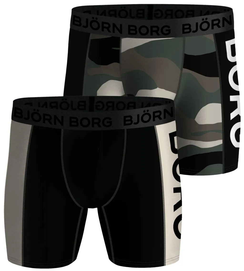 Björn Borg Performance Boxer Panel 2P - black/print