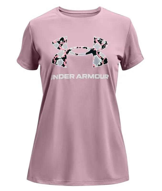 Under Armour Girls' UA Tech Big Logo Short Sleeve - mauve pink/white