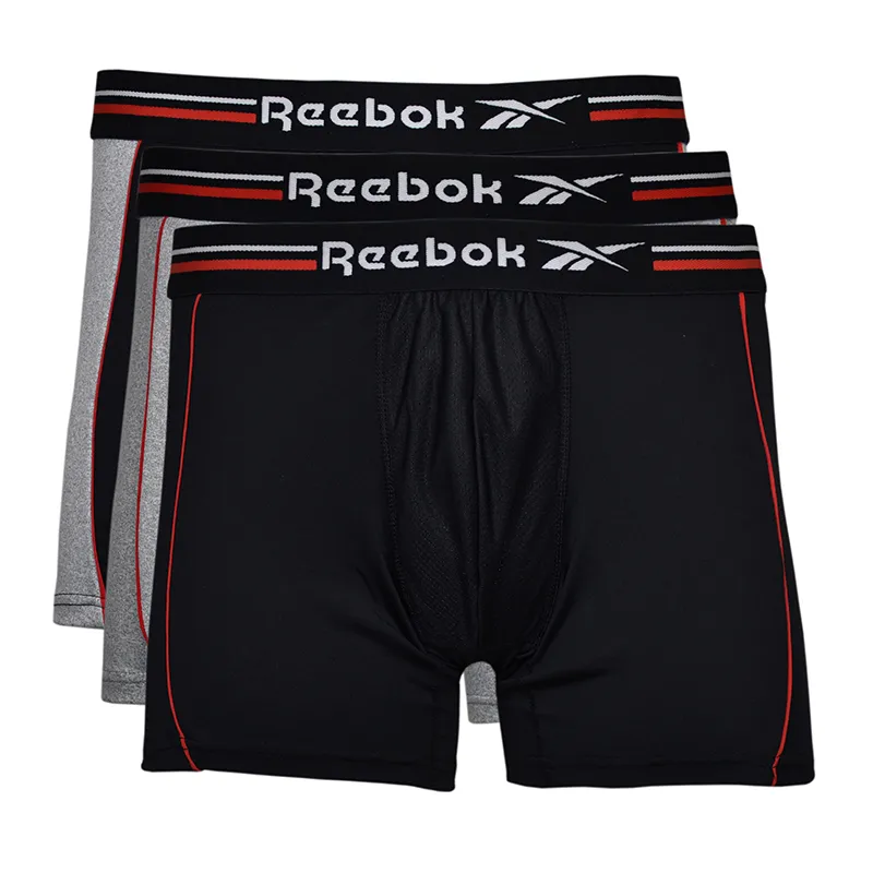 Reebok Mens Sports Trunk JARVIS 3P - black/grey marl/vector red Reebok Mens Sports Trunk JARVIS 3P - black/grey marl/vector red