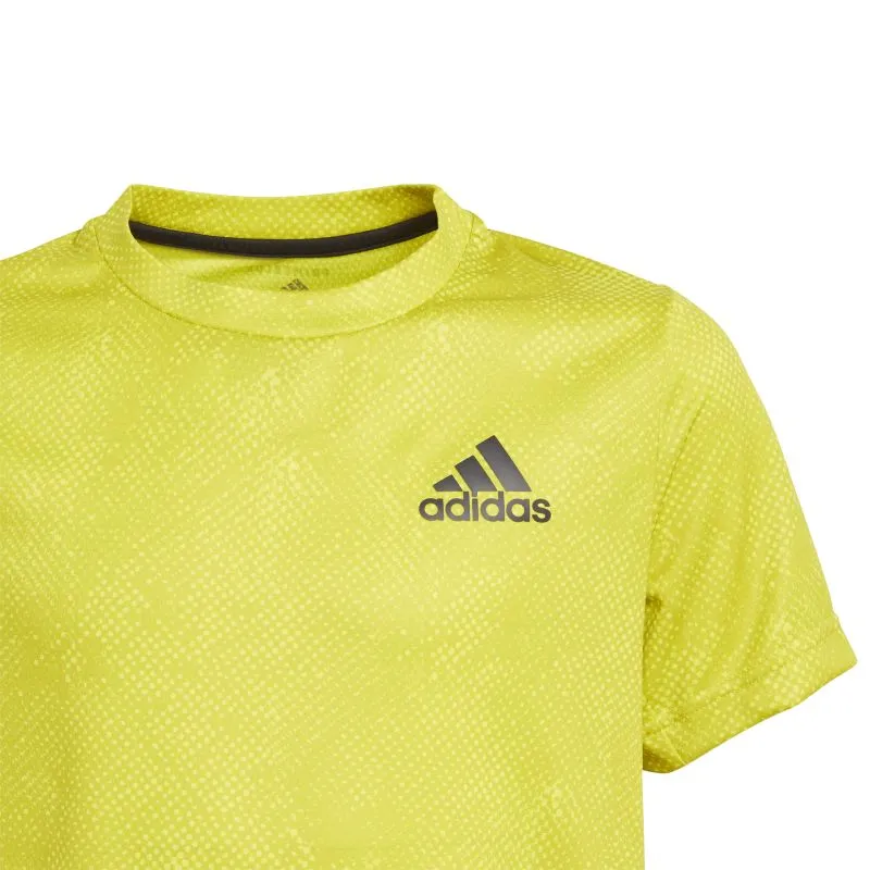 Adidas Heat Ready Primeblue Freelift Tee - acid yellow/wild pine/white