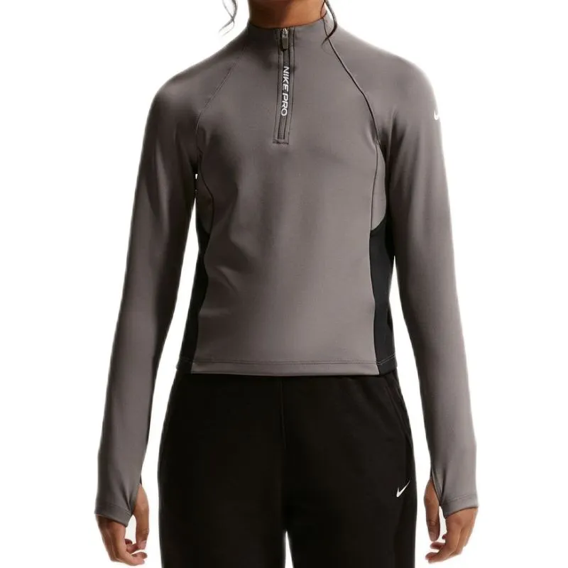 Nike Kids Pro Dri-Fit Half Zip Long Sleeve - cave stone/black/white