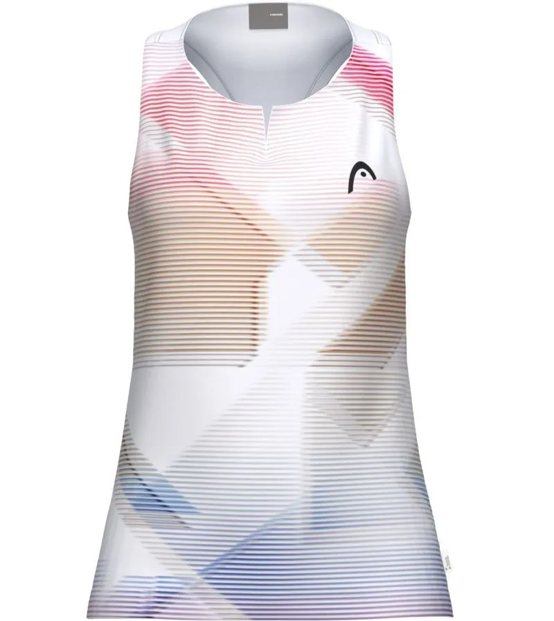 Women's top Head Agility Tank - white/multicolor - White