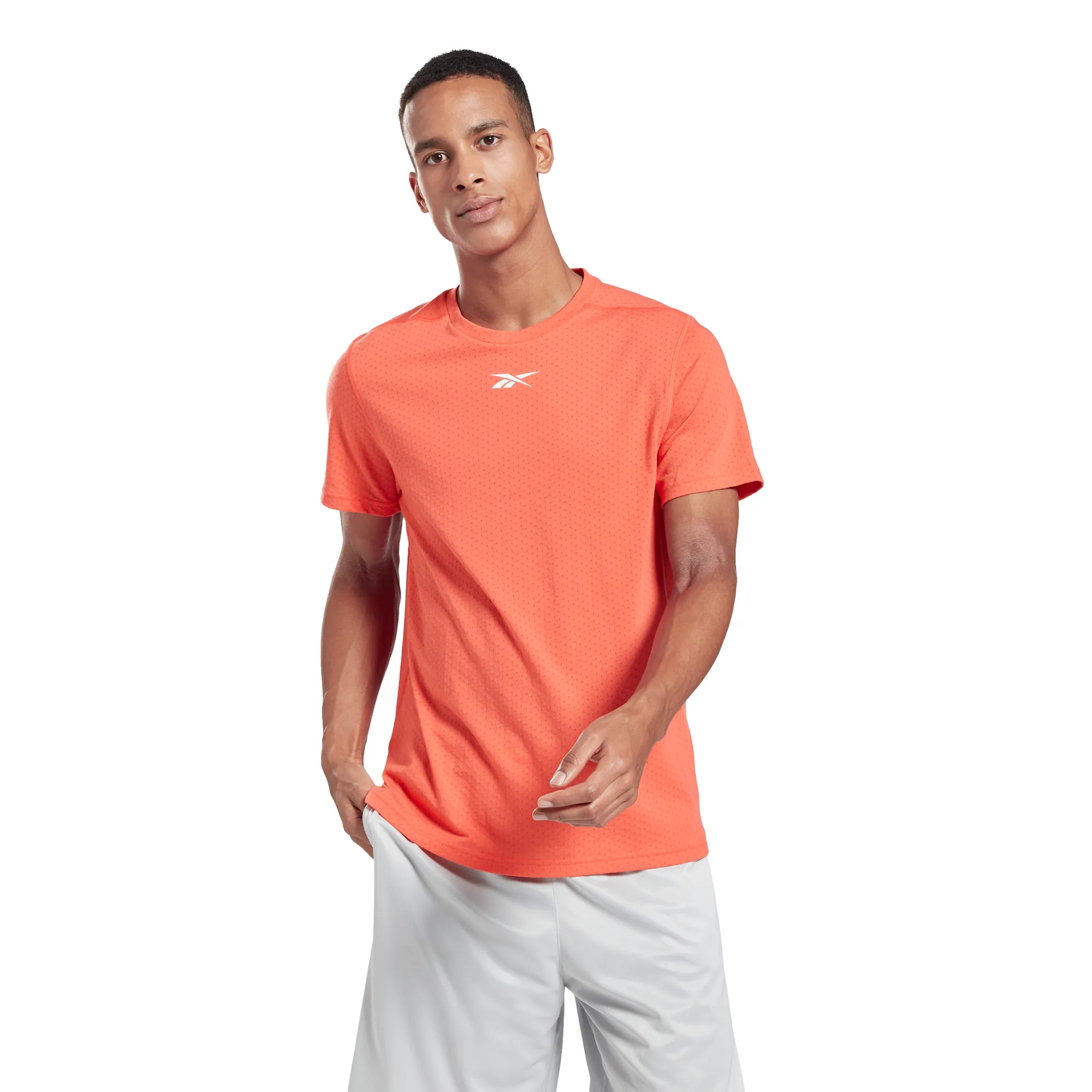 Reebok Workout Ready Mesh T-Shirt M - semi orange flare