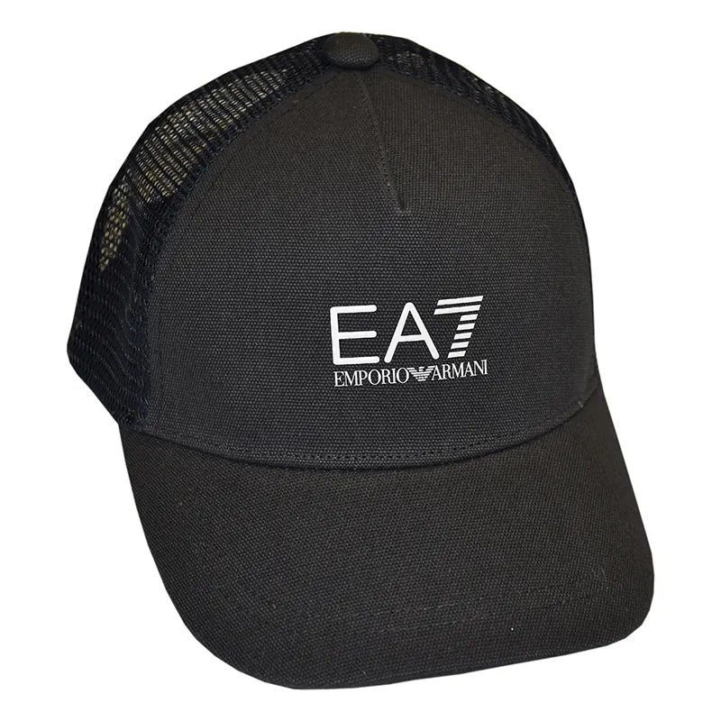 EA7 Man Woven Baseball Hat - ebony/white