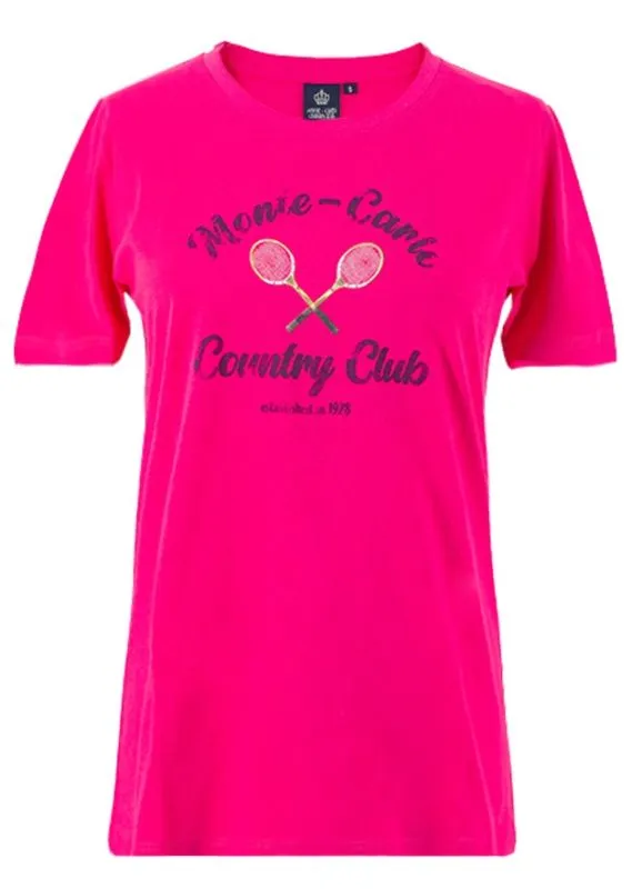 Monte-Carlo Country Club Vintage Print T-Shirt - fuxia Monte-Carlo Country Club Vintage Print T-Shirt - fuxia