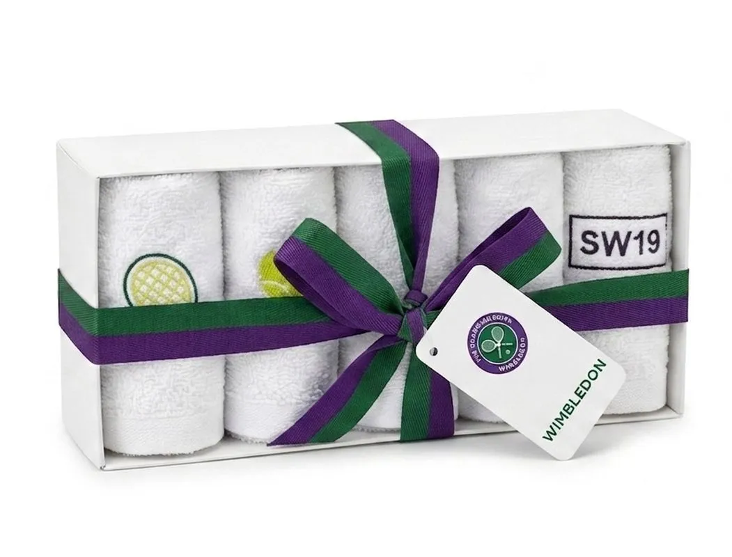 Wimbledon Themed Face Towel Set 5P - white