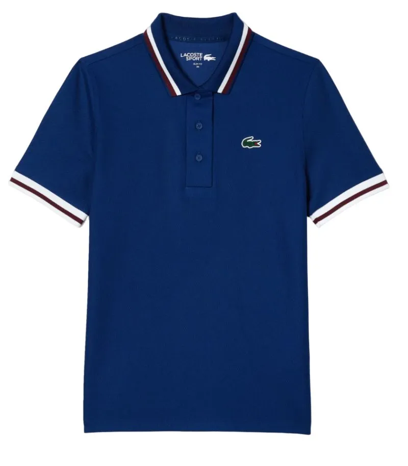 Lacoste Pique Contrast Striped Collar
