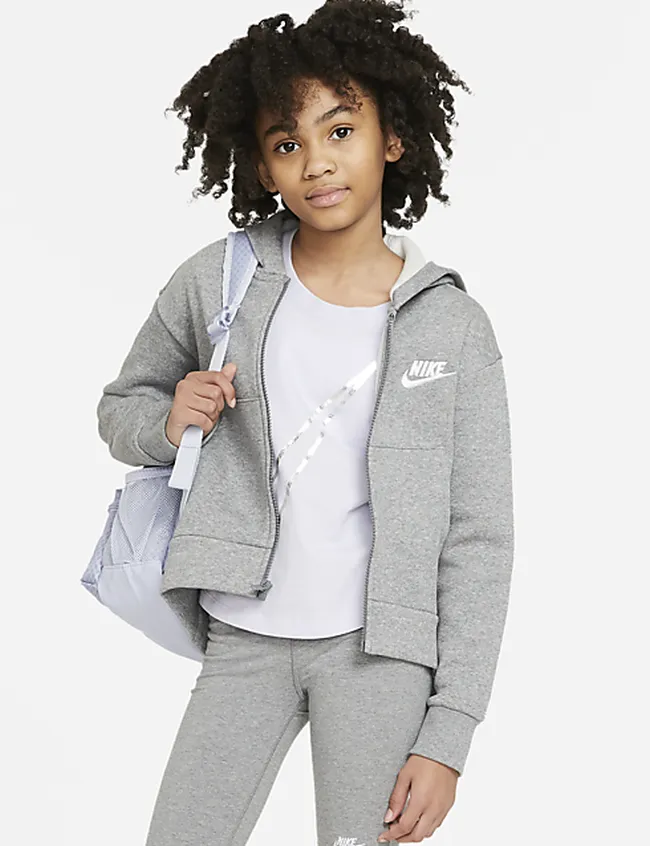 Nike Sportswear Club Fleece FZ Hoodie G - carbon heather/white