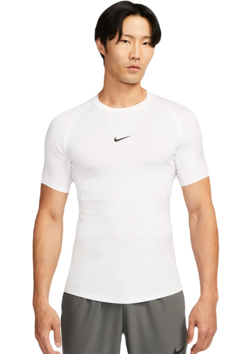 Nike Pro Dri-FIT Tight Short-Sleeve Fitness Top - white