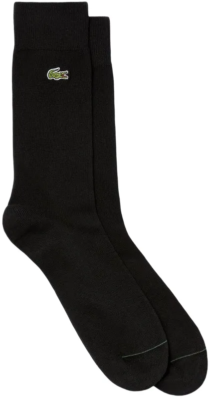 Lacoste Men's Embroidered Crocodile Cotton Blend Socks 1P - black