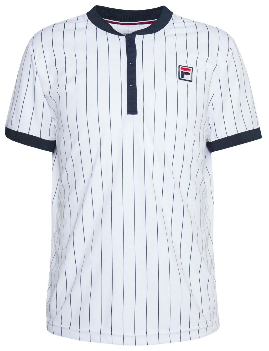 Fila T-Shirt Stripes Button M - white/peacoat blue