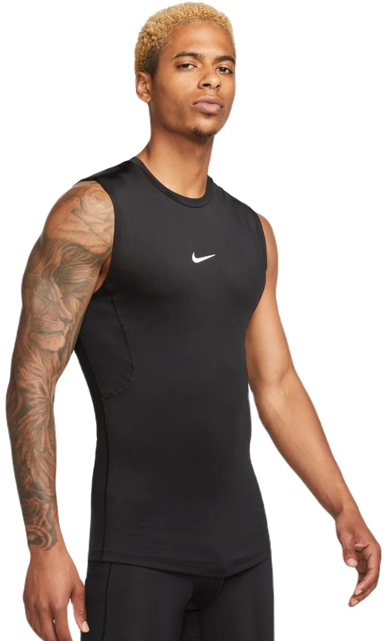 AURORA_FB7914-010_PHSFM001-2000 Nike Pro Dri-Fit Tight Sleeveless Fitness Top - black/white