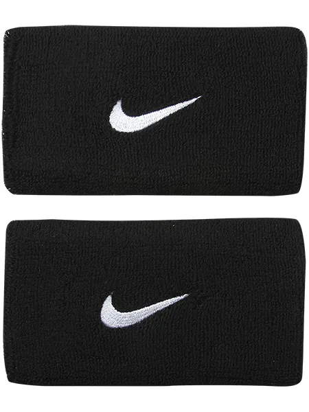 Nike Swoosh Double-Wide Wristbands - black/white