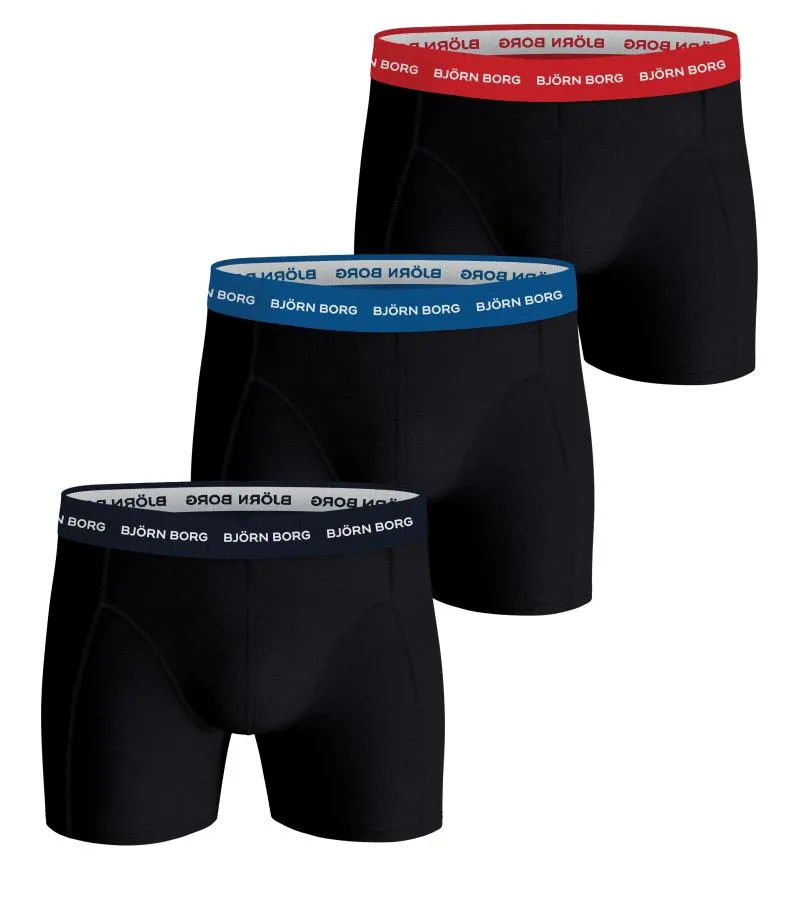Men's Boxers Björn Borg Cotton Stretch Boxer 3P - noir/blue/red - Black