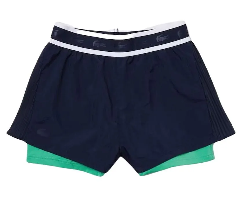 Lacoste Women's SPORT Light Nylon Shorts - navy blue/green