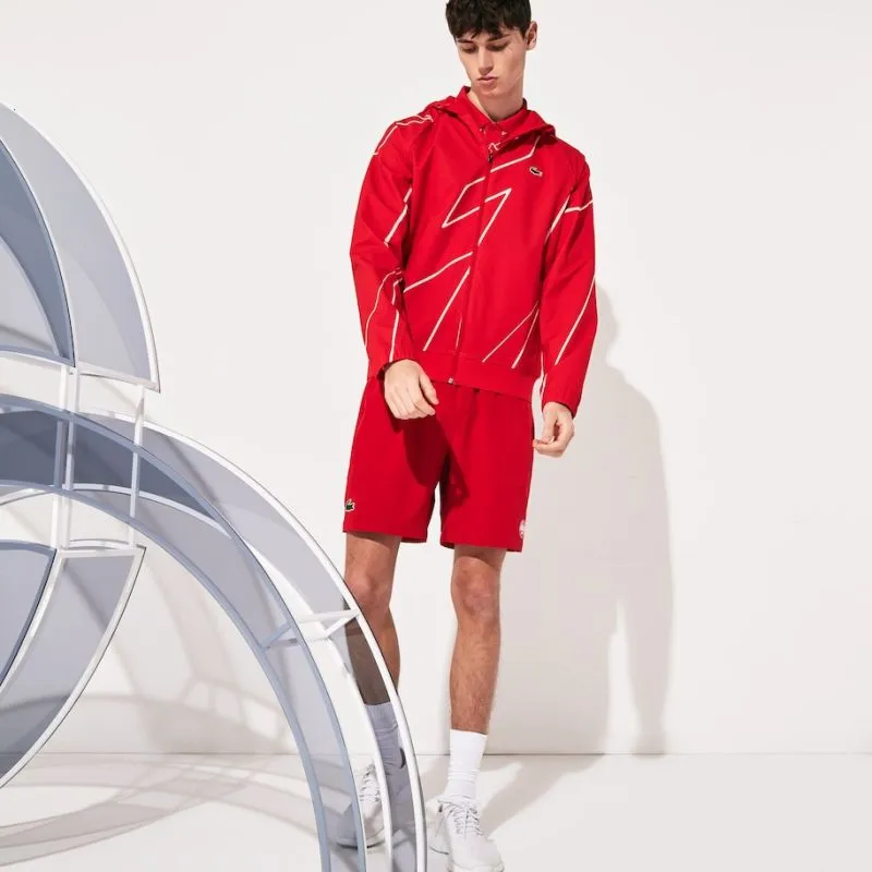 Lacoste Men's SPORT French Open Hooded Zip Jacket - red/white