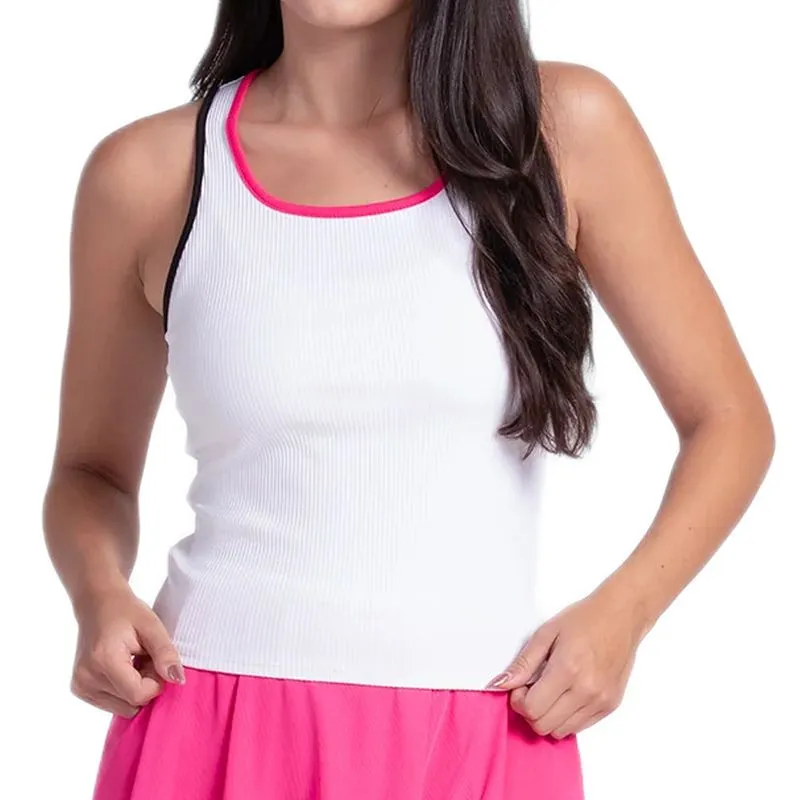 Lucky in Love Court Rib Racerback - white/black Lucky in Love Court Rib Racerback - white/black