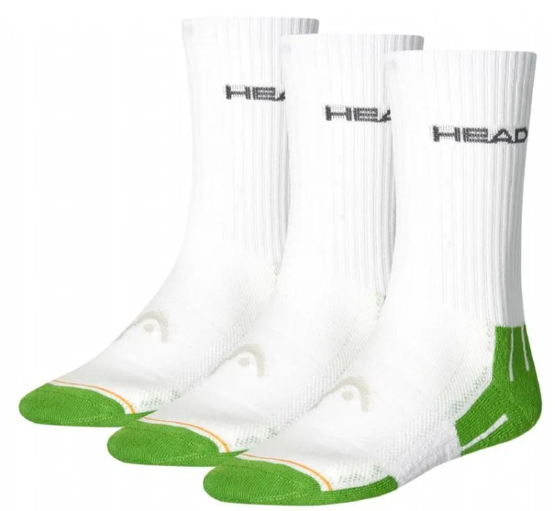 Head Performance Crew 3P - white/green combo