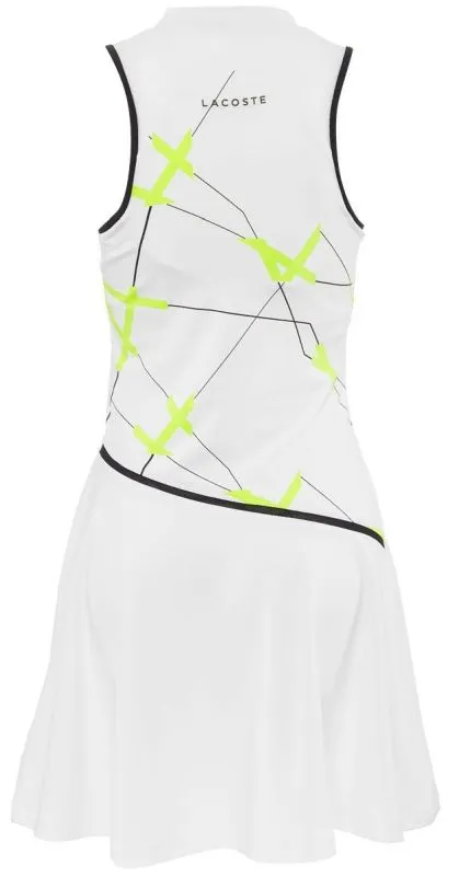 Lacoste Women's SPORT Geometric Print Tennis Dress - white/black/flashy yellow