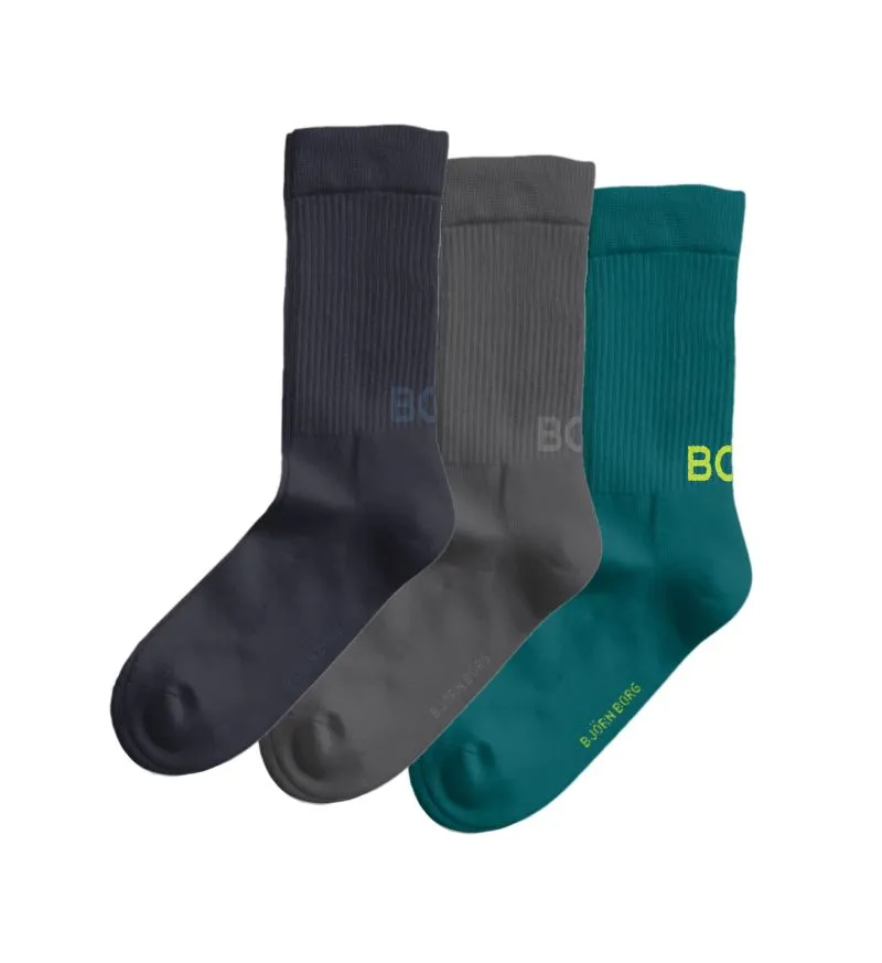 Socks Björn Borg Core Crew Polyamide 3P - black/green/navy blue - Multicolor
