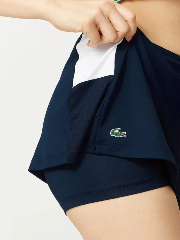 Lacoste Women’s SPORT Breathable Stretch Tennis Skirt - navy blue/white