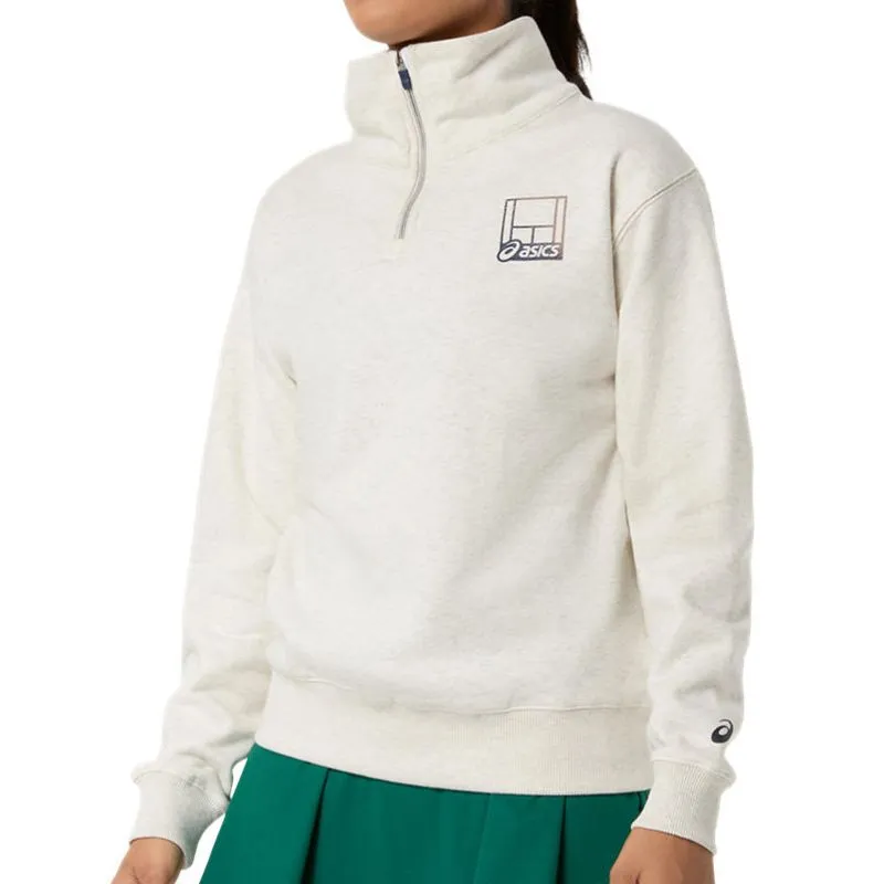 Asics Court Core Graphic Half Zip - soft oat heather