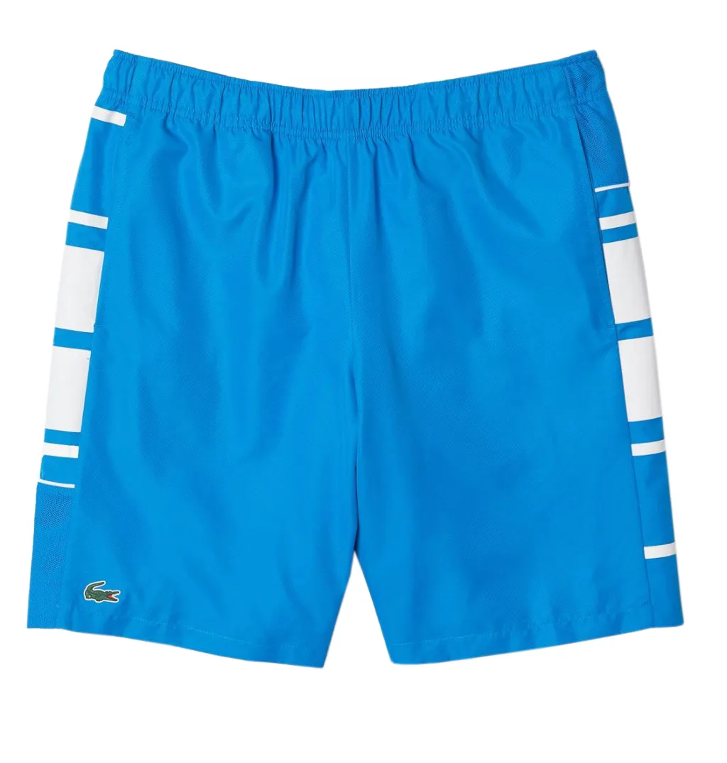 Lacoste SPORT Men Printed Side Bands Shorts - blue/white Lacoste SPORT Men Printed Side Bands Shorts - blue/white