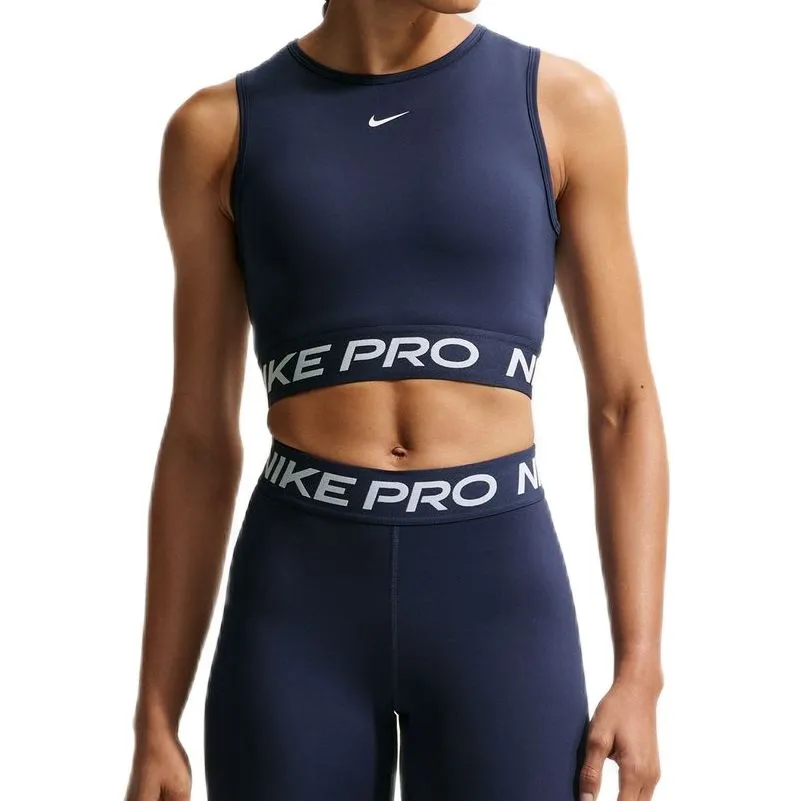 Nike Pro Dri-Fit Cropped Tank - midnight navy/white