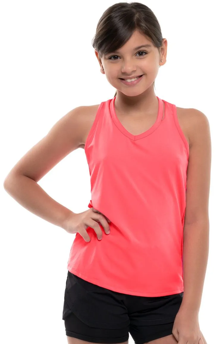 Lucky in Love Core V-Neck Cutout Tank Girls - coral crush