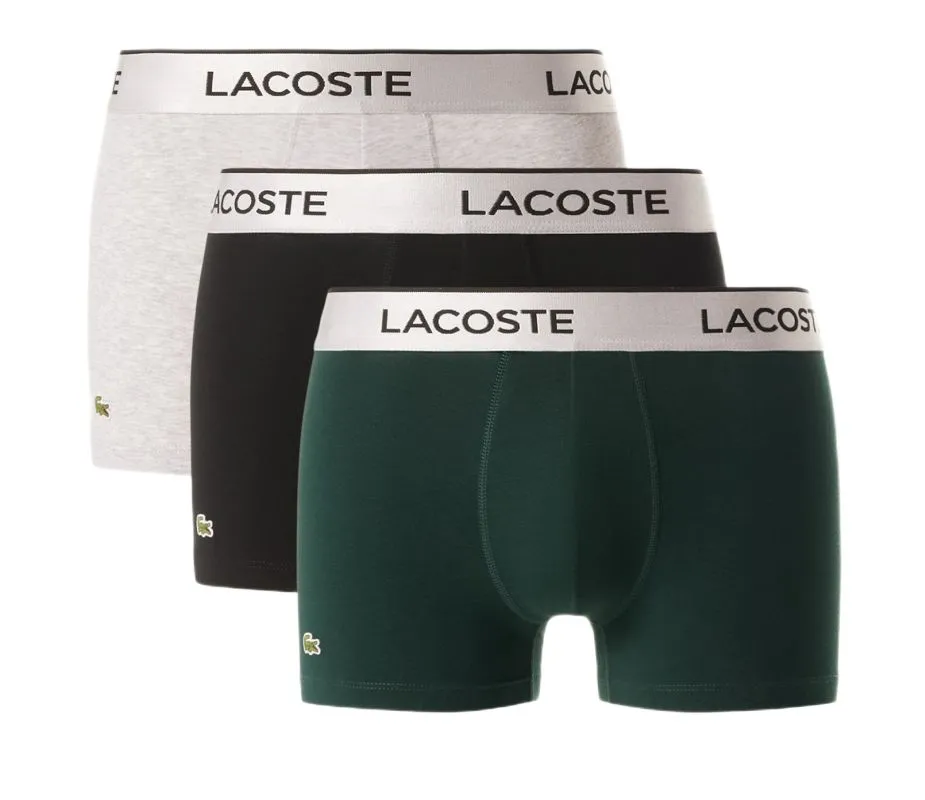 Lacoste Silver Waist Short Trunks 3P - black/pine green/grey melange Lacoste Silver Waist Short Trunks 3P - black/pine green/grey melange