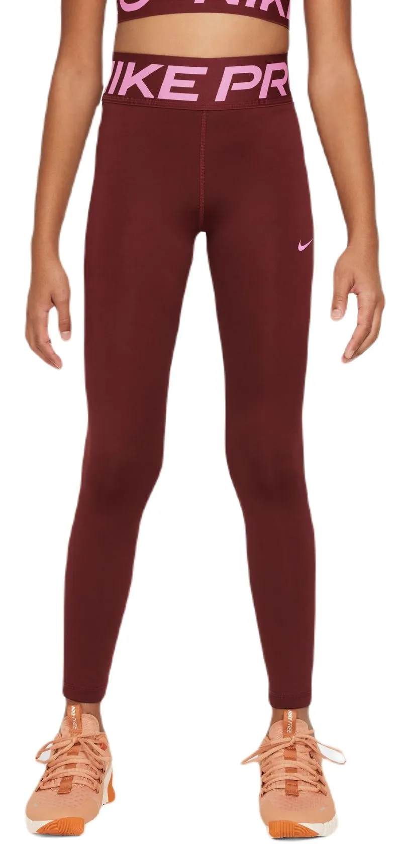 Nike Girls Dri-Fit Pro Leggings - dark team red/playful pink