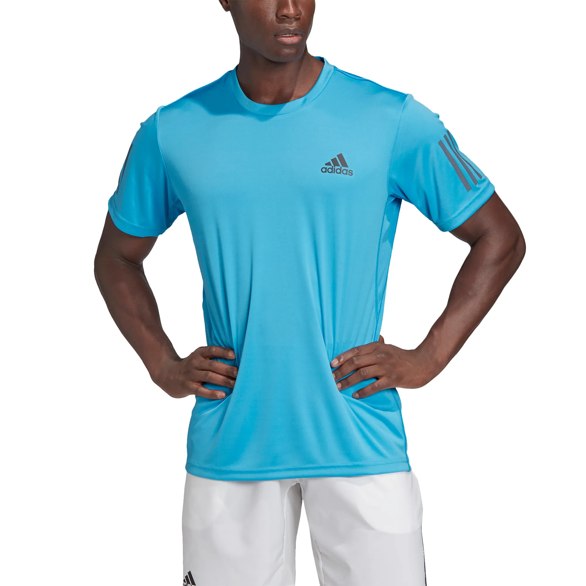Adidas Club 3 Stripe Tee - fresh splash/grey six