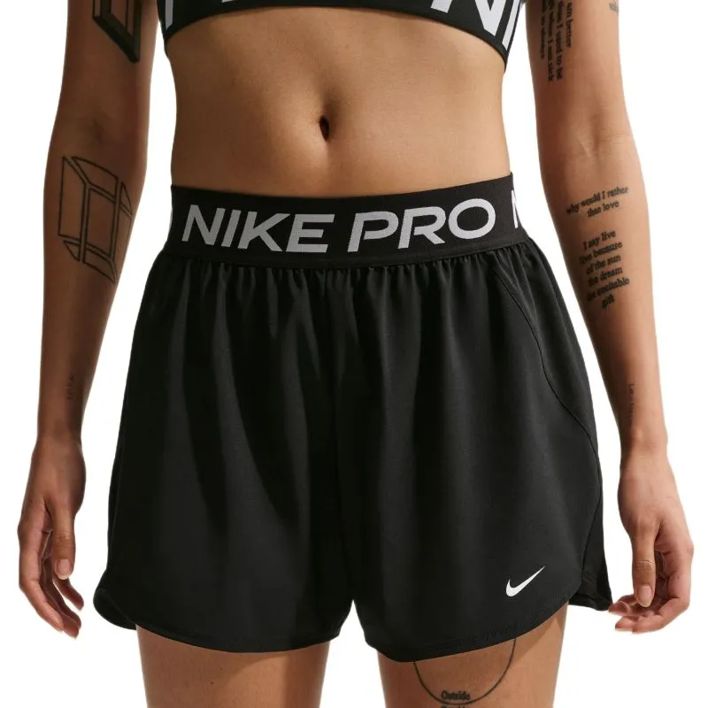 Nike Pro Dri-Fit Mid Rise Brief Lined 3in Woven - black/white