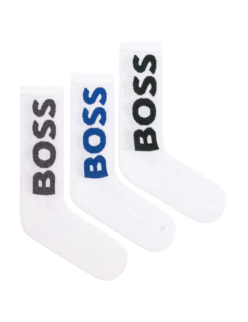 Socks BOSS Ribbed Logo 3P - white/black/blue - White