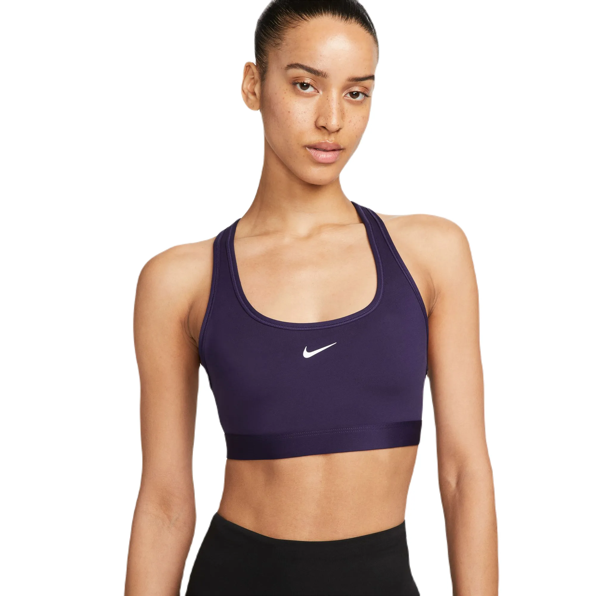Nike Swoosh Light Support Non-Padded Sports Bra - purple ink/white