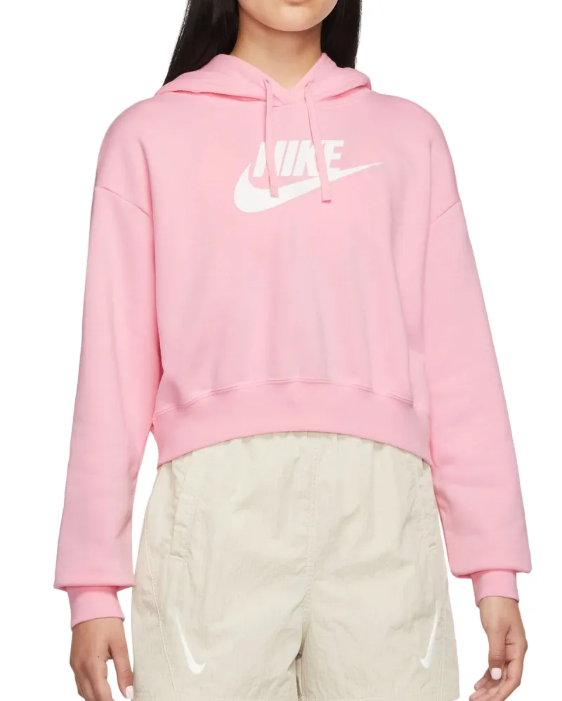 Nike Sportswear Club Fleece Oversized Crop Hoodie - med soft pink/white Nike Sportswear Club Fleece Oversized Crop Hoodie - med soft pink/white