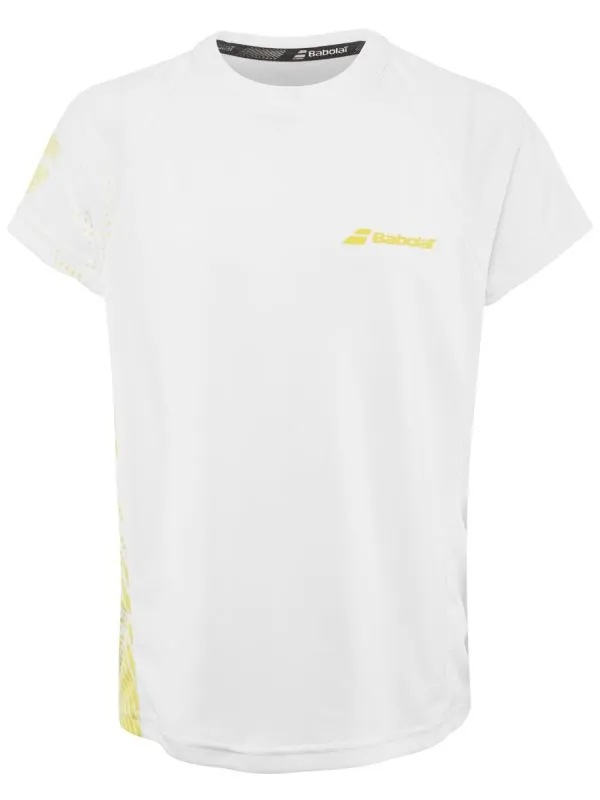 Babolat Performance Crew Neck Tee Boy - white/dark yellow