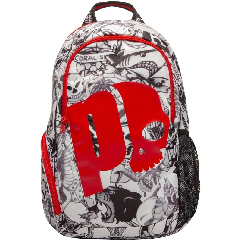 Prince By Hydrogen Tattoo Backpack - black/white/red