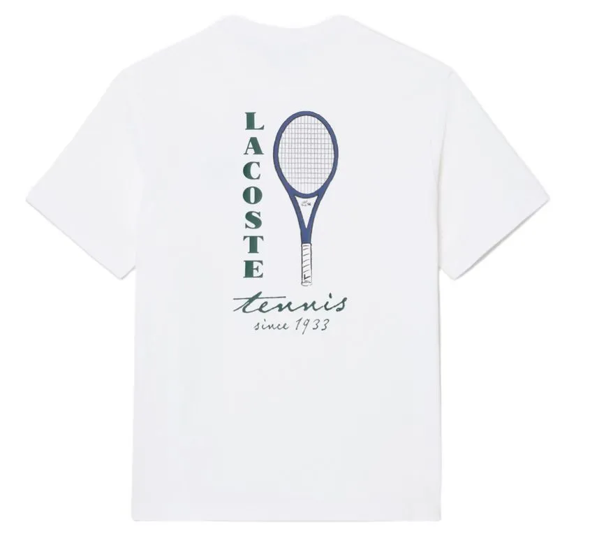 Lacoste Embroidered Accent Tennis Print Jersey - white