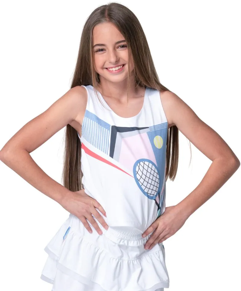 Lucky in Love Girls Linen Nouveau Tank - white Lucky in Love Girls Linen Nouveau Tank - white