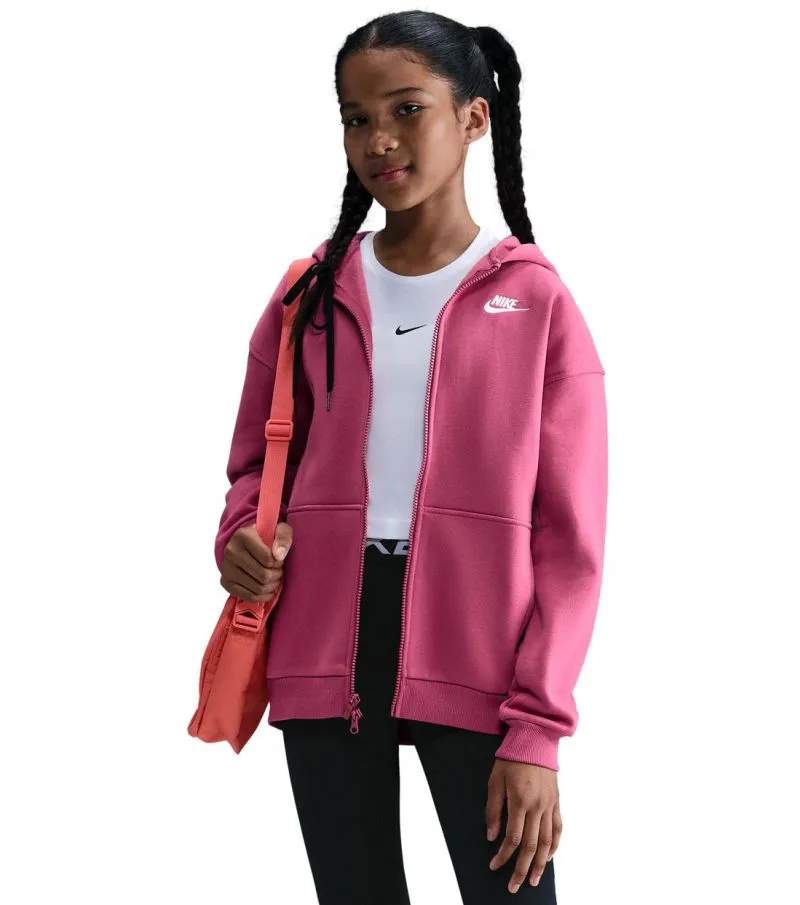 Nike Kids Sportswear Club Fleece Oversized Full Zip - sweet beet/white Nike Kids Sportswear Club Fleece Oversized Full Zip - sweet beet/white