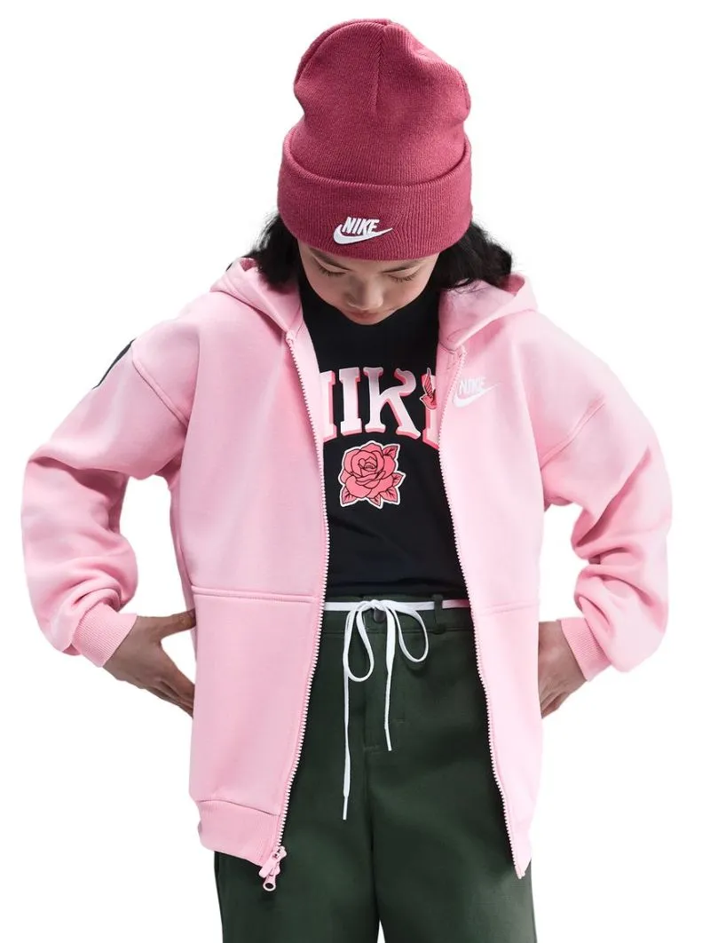 Nike Kids Sportswear Club Fleece Oversized Full Zip - med soft pink/white Nike Kids Sportswear Club Fleece Oversized Full Zip - med soft pink/white