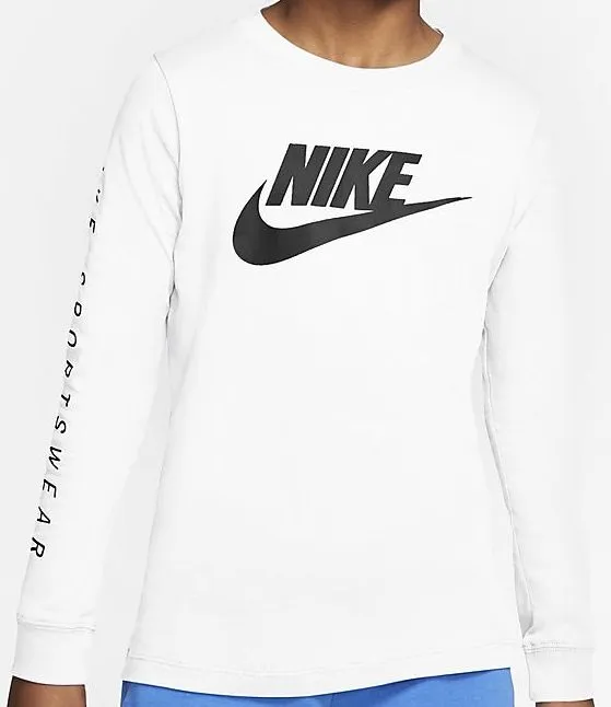 Nike Swoosh Futura Long Sleeve Tee - white