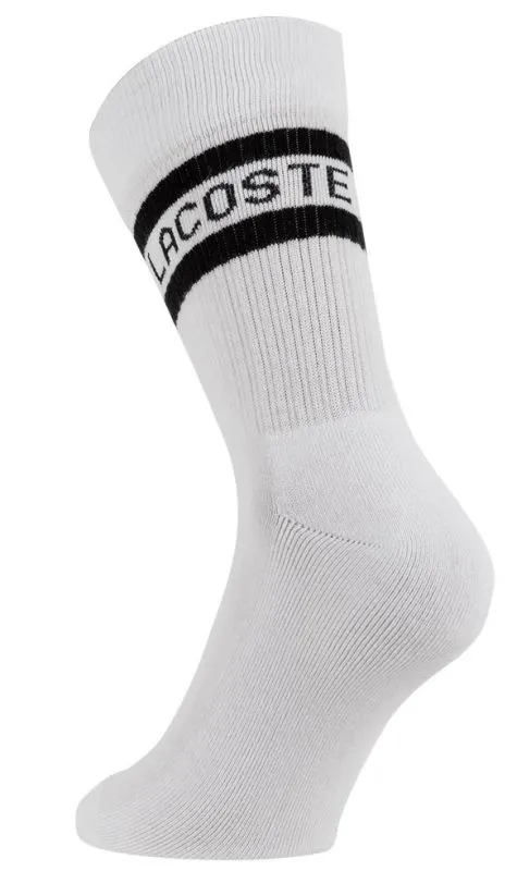 Lacoste Men's SPORT Lettered Cotton Blend Socks - white/black