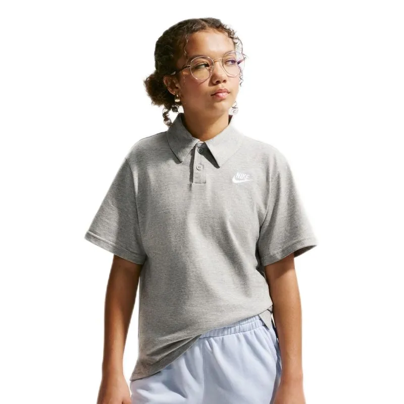 Nike Kids Sportswear Club Knit Short Sleeve - dark grey heather/white