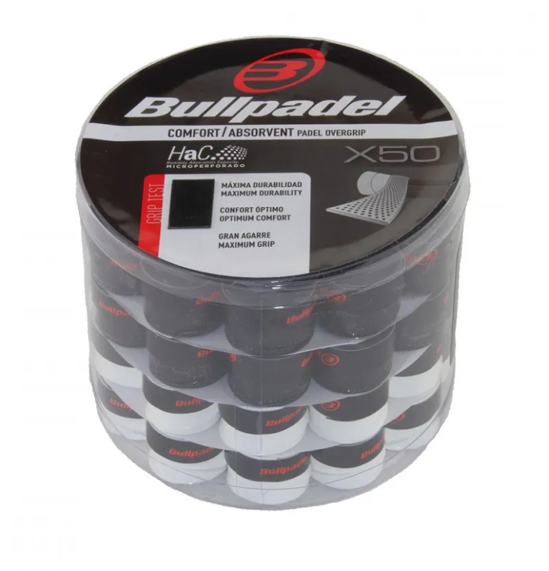 BullpadelComfort50PBlackWhite Bullpadel Comfort Padel Overgrip GB 1201 50P - black/white