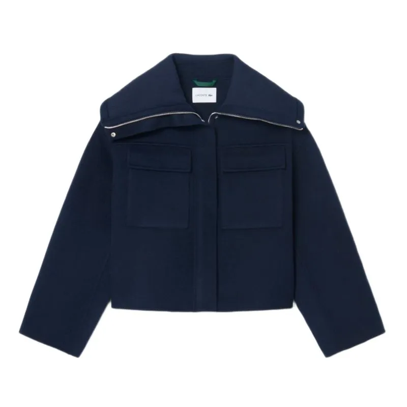 Lacoste High Ribbed Neck Cropped Wool - dark navy blue